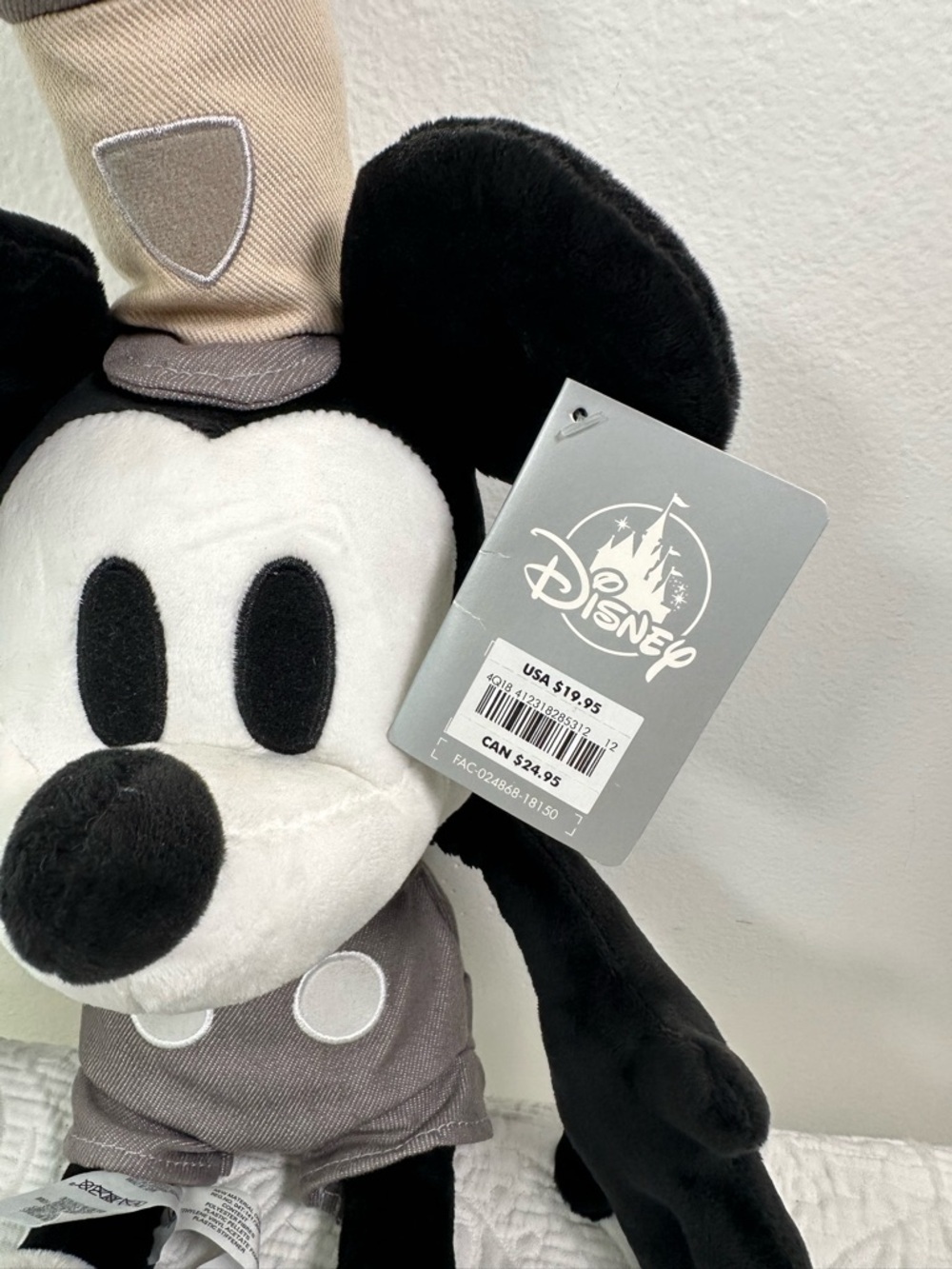 DISNEY STORE Plush MICKEY Mouse STEAMBOAT WILLIE 20" NWT - Picture 3 of 4